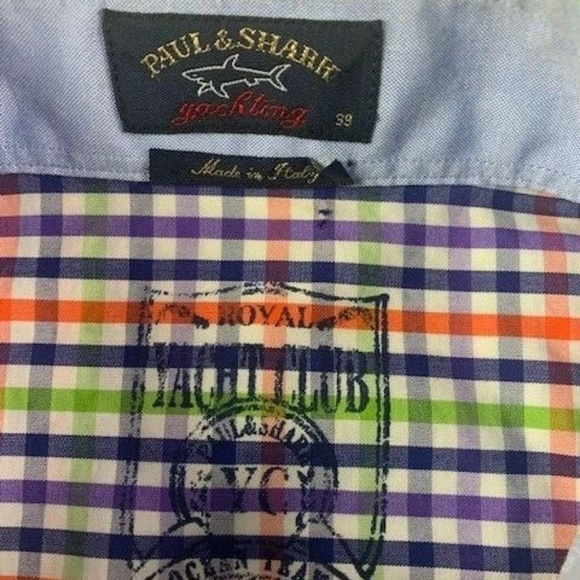 PAUL & SHARK Yachting Mens Long Sleeve Button Down Shirt Size 39 Mulicolor - Picture 5 of 8